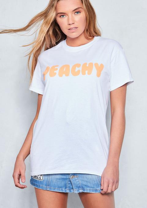 Bellamy White Peachy Slogan T Shirt