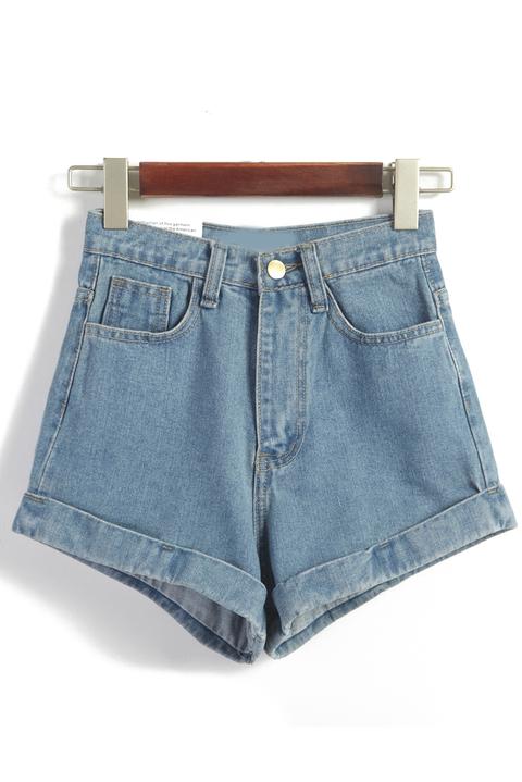 High Waist Loose Denim Blue Shorts