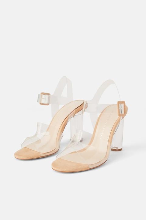 Vinyl high store heel sandals zara