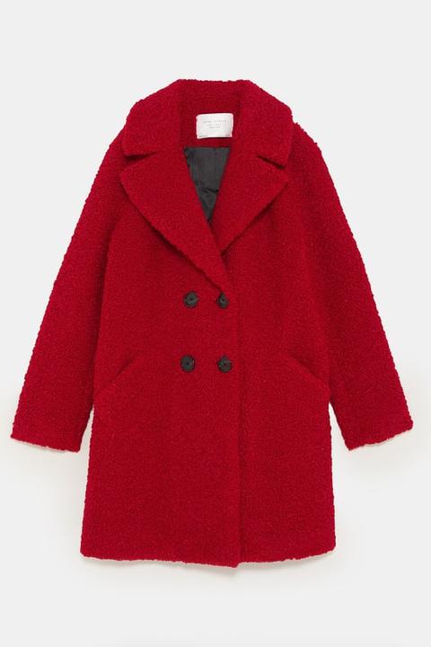 Coloured And Textured Faux Shearling Coat