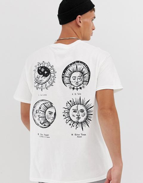 Reclaimed Vintage Sun And Moon Back Print Tshirt-white