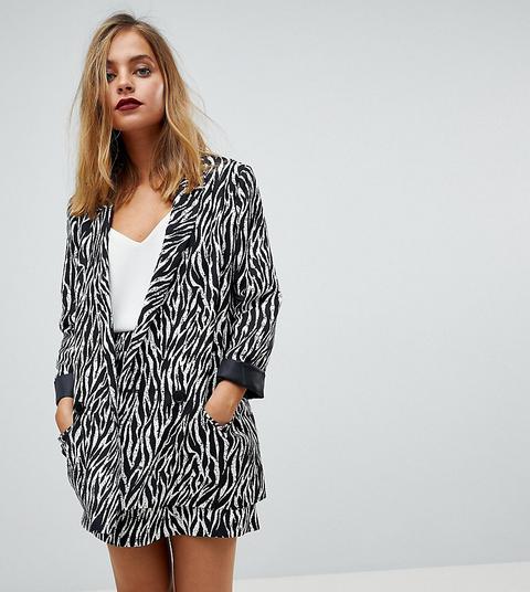 Asos Petite Tailored Zebra Print Soft Blazer - Animal