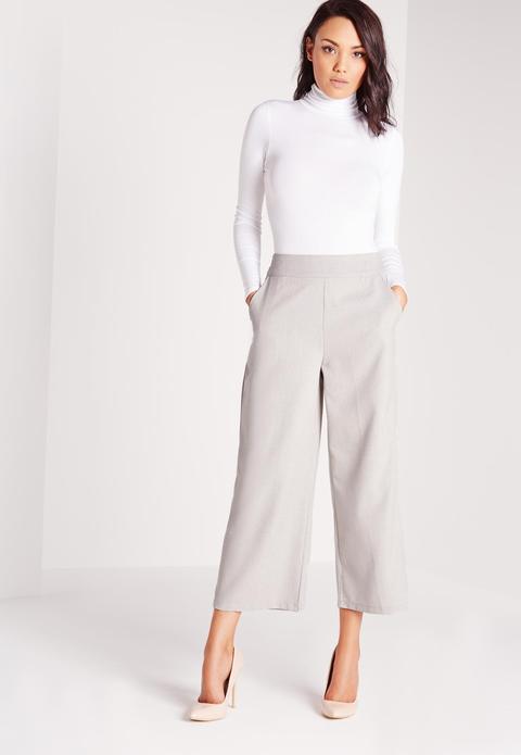 Cropped Wide Leg Culottes Grey, Grey