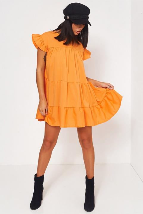 orange smock dress