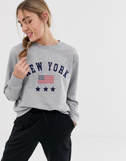 Sudadera Confort New York City De Asos Design-gris de ASOS en 21 Buttons