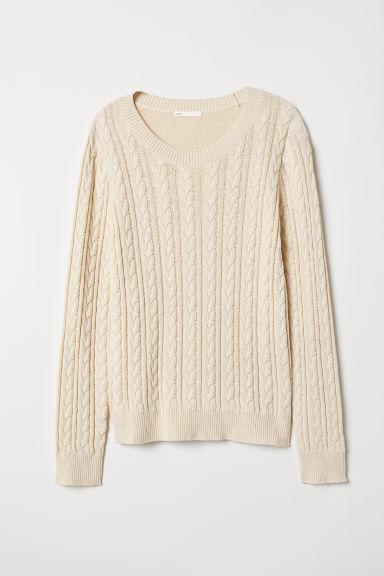 H & M - Pullover In Maglia A Trecce - Beige