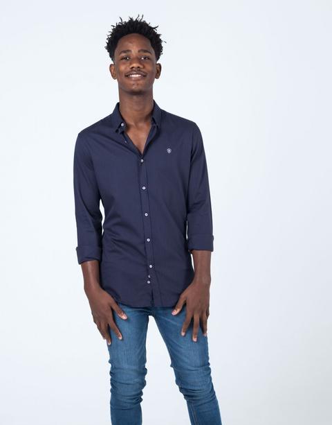 Camisa Lisa Logo Marino