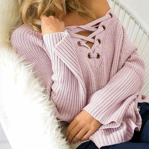 Mindy Lace Up Knit Top