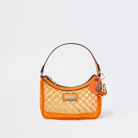 Orange Mesh Scoop Shoulder Bag