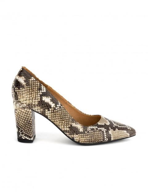 Zapatos Salón Print Serpiente Pera Limonera Serpiente