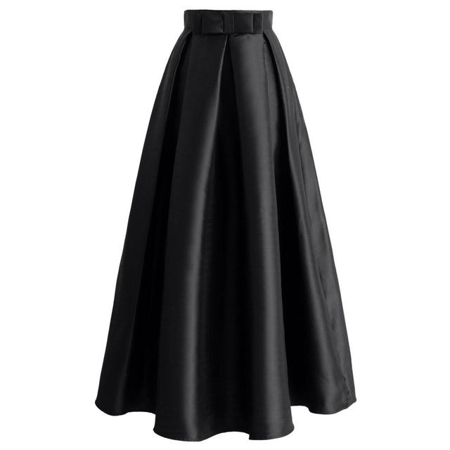 bowknot pleated full maxi skirt