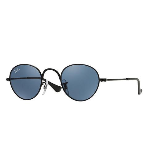 Round Junior Unisex Sunglasses Lentes: Azul, Montura: Negro