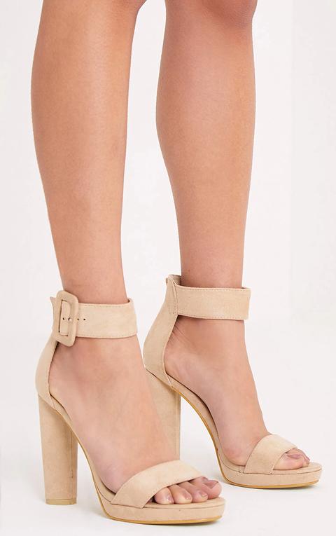 Ettie Stone Faux Suede Chunky Heels, White