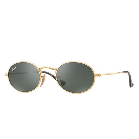 Ray Ban Oval Flat Lenses Uomo Sunglasses Lenti: Verde, Montatura: Oro - Rb3547n 001 51-21