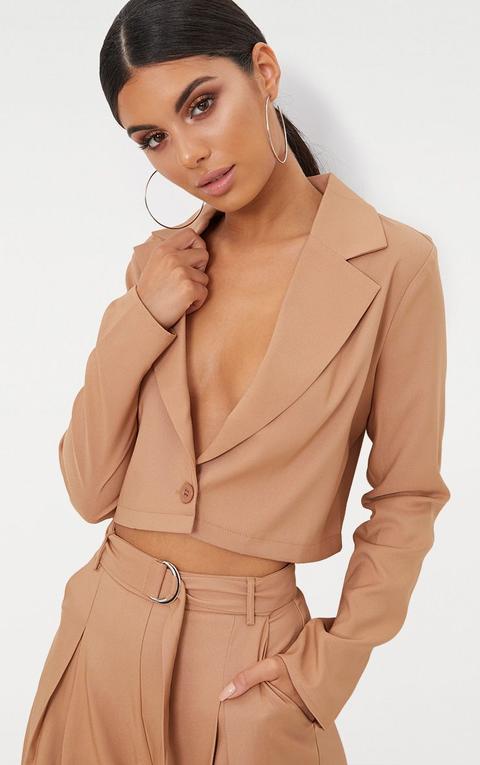 Camel Cropped Blazer