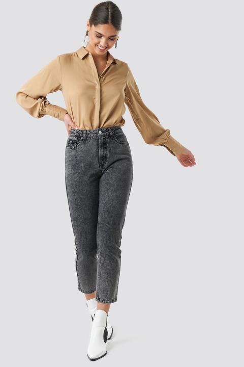 Cropped 5 Pocket Jeans Grau