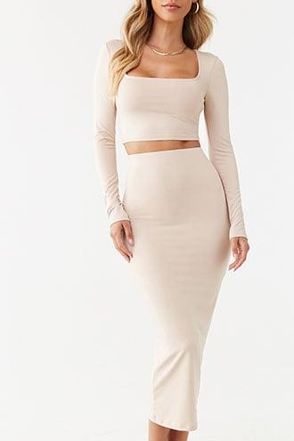 Forever 21 Pencil Midi Skirt , Nude