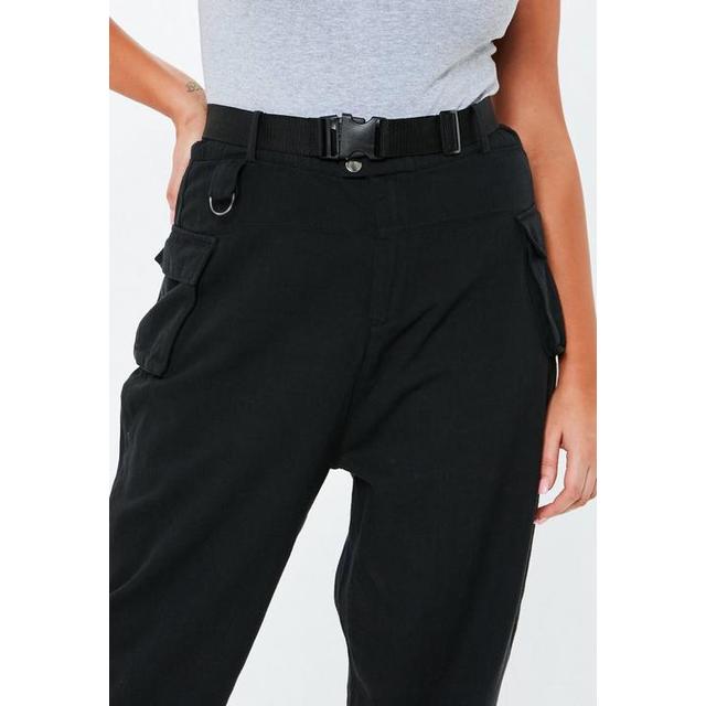 black seat belt cargo trousers
