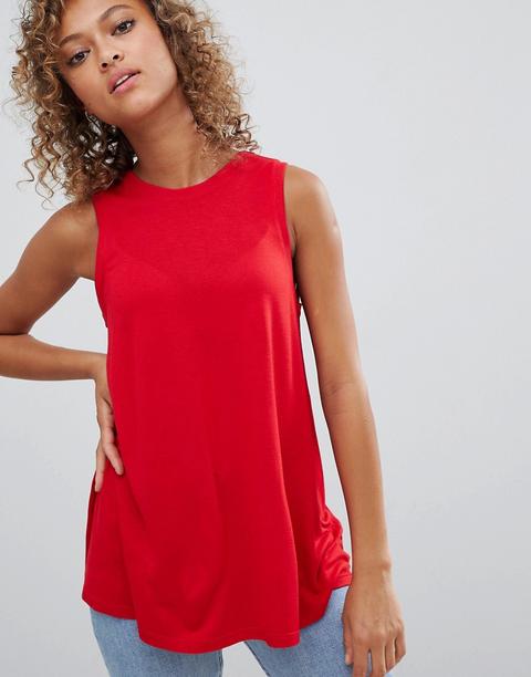 Asos Design - Canotta Svasata Rossa - Rosso