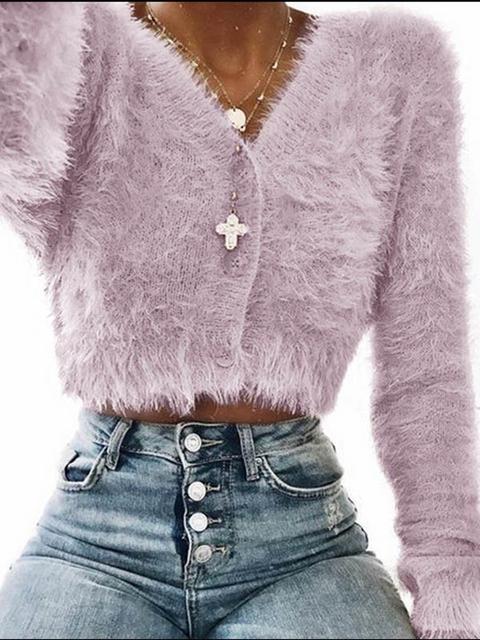 Cardigan Petto Casuale Viola