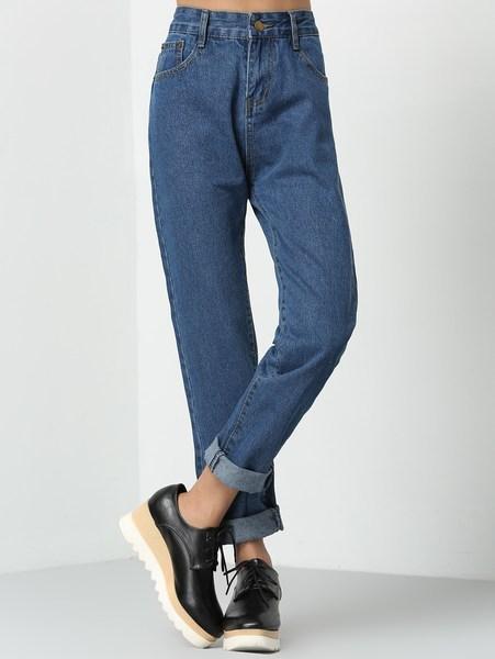 Pantalón Denim Tiro Alto-azul