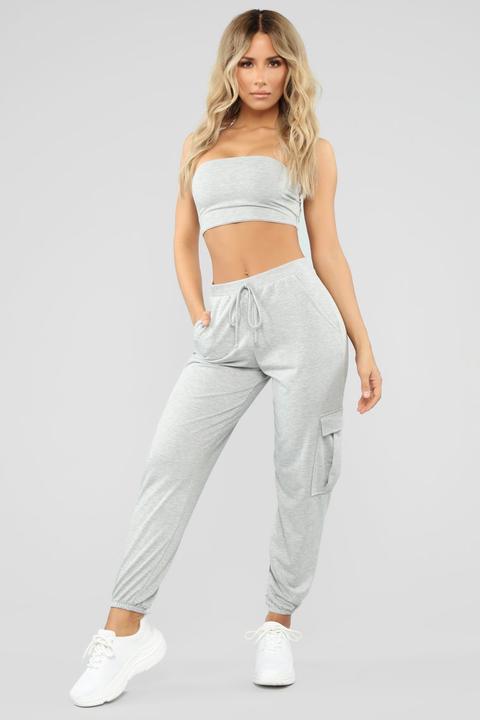 Kickin' Back Cargo Jogger Set - Heathered Grey