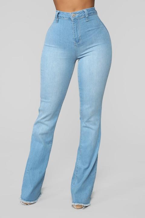 light blue flare jeans