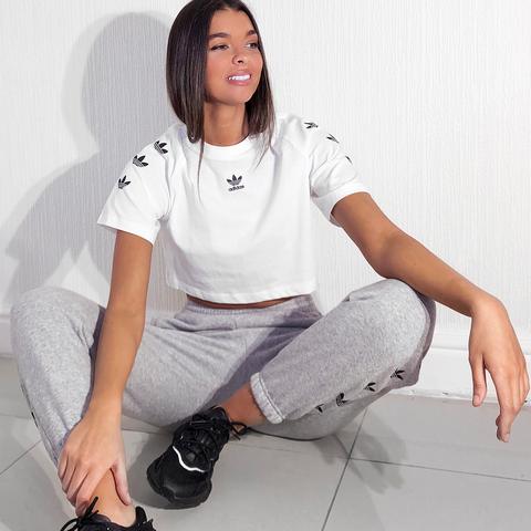 Adidas Originals Repeat Trefoil Crop T-shirt Women's - White
