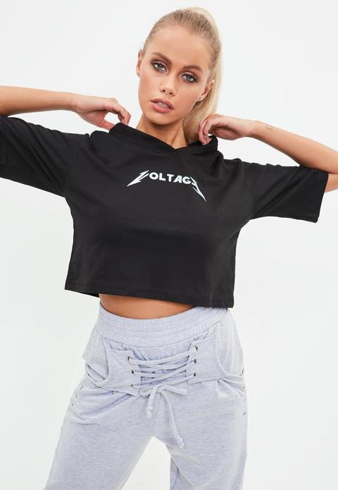 Active Black Voltage Cropped T Shirt, Black