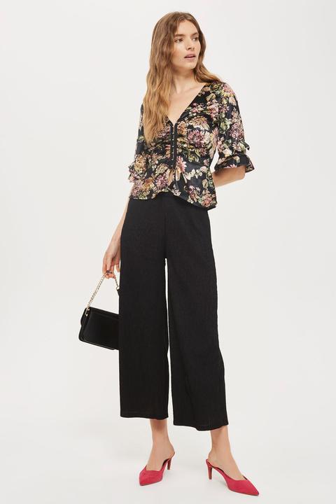 Textured Wide Leg Trousers