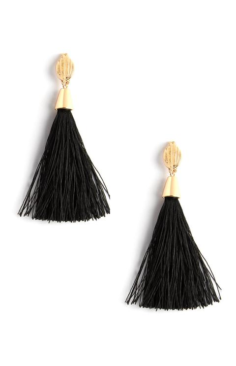 Black Tassle Stud Earrings