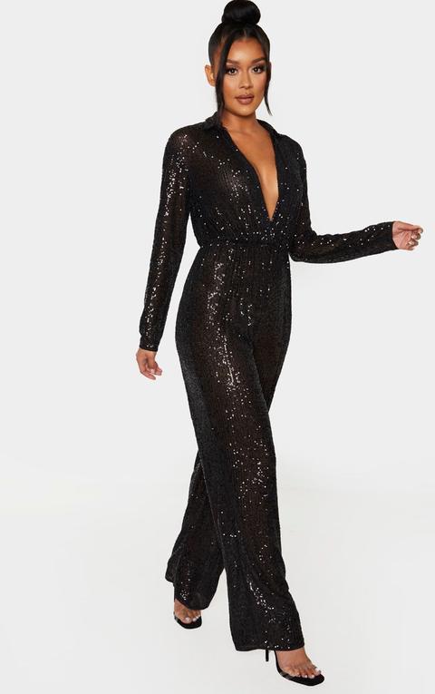 glitter long sleeve jumpsuit