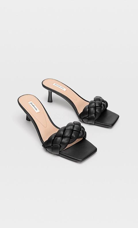 Heeled sandals with discount padded braid detail