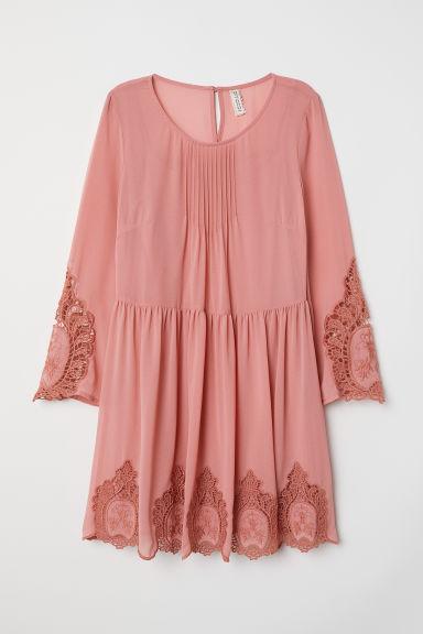 Kleid Mit Spitze - Pink - Damen