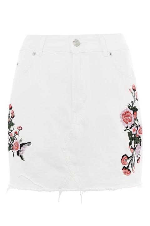 Moto Floral Embroidered Skirt