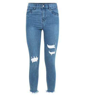 Petite Blue Ripped Knee Skinny Jeans