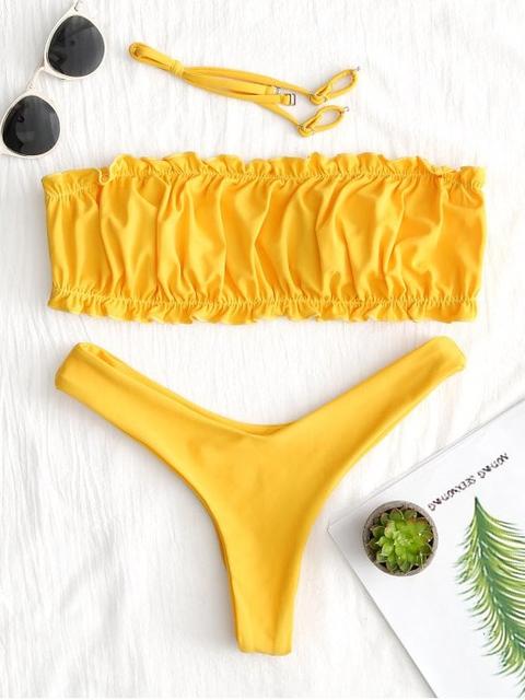 Conjunto De Bikini De Tanga Con Volantes