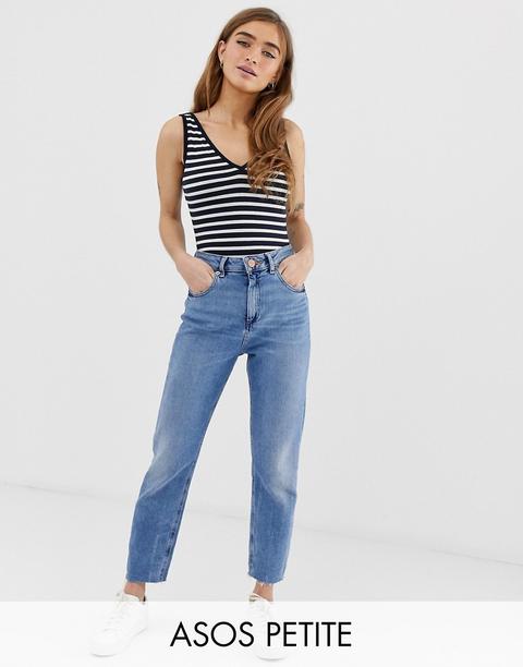 Asos Design Petite - Body Canotta Con Scollo A V A Righe - Multicolore