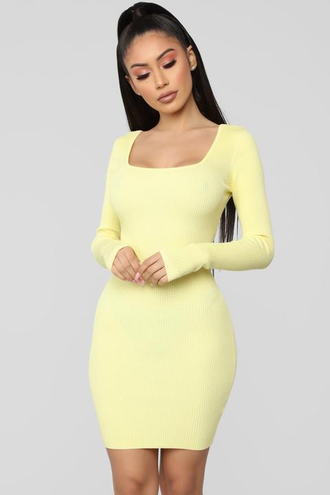 The Rest Is Still Unwritten Sweater Dress - Yellow