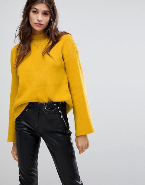 Vero Moda - Maglione A Collo Alto Con Maniche Svasate - Giallo