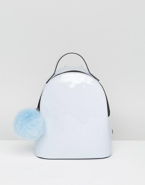 Asos - Zainetto Verniciato Con Pompon - Blu