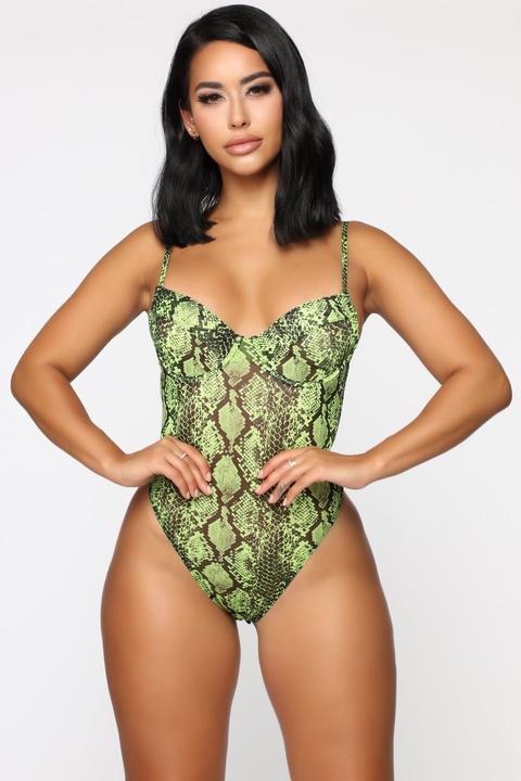 Can't Get Enough Bodysuit - Neon Yellow/black