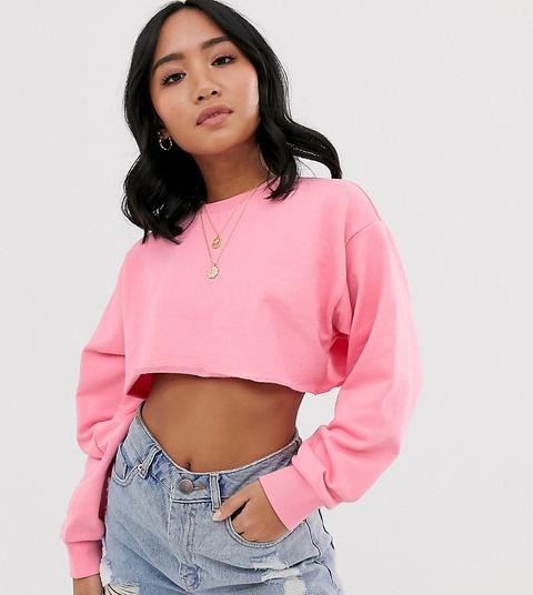 Asos Design Petite - Felpa Super Corta Rosa - Rosa