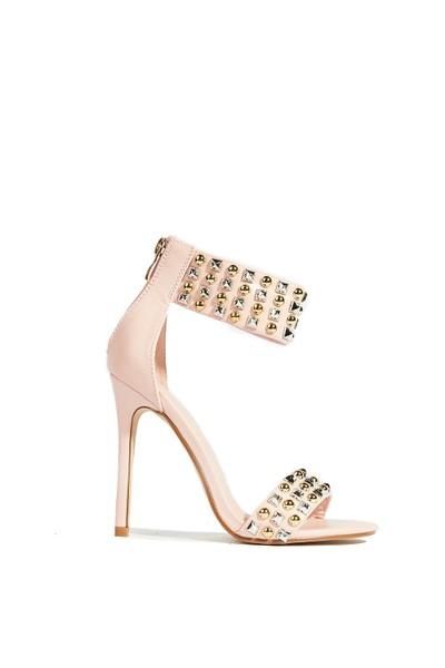 June Pink Studded Strap Heels