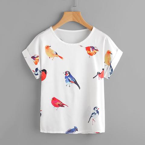 T-shirt Con Stampa Di Uccello