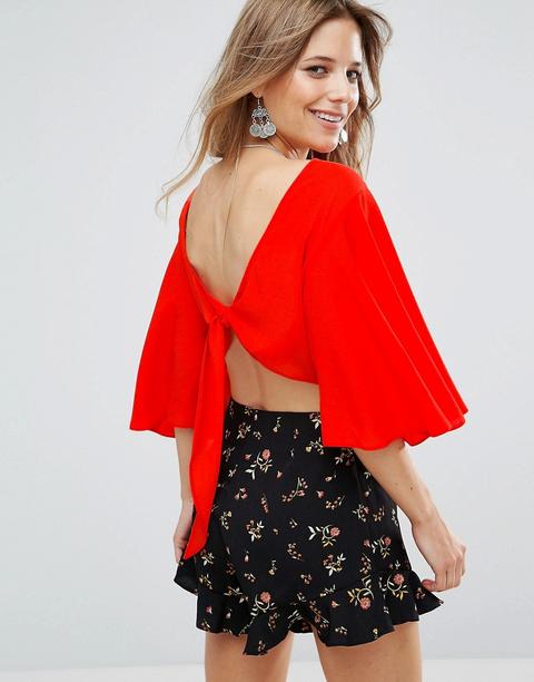 Top Estilo Kimono Corto Con Espalda Abierta De Asos