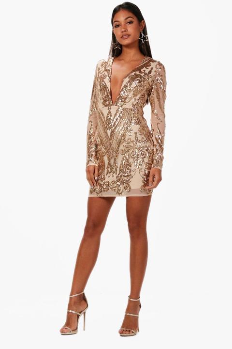 Boutique Sequin Mesh Bodycon Dress