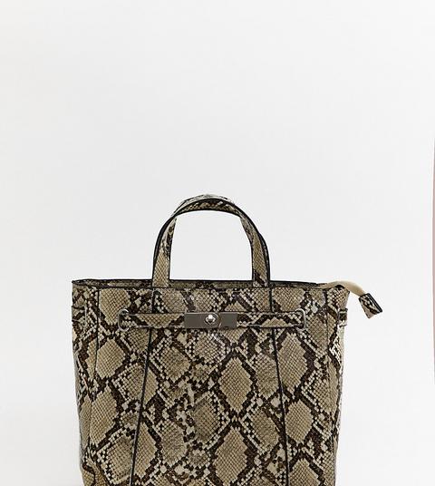 Stradivarius - Borsa Con Manico E Stampa Effetto Serpente - Multicolore