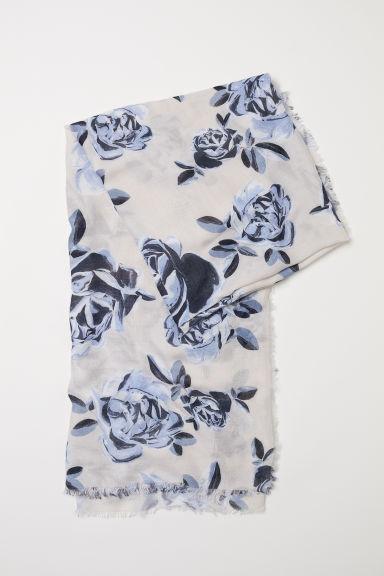 Fular Motivo Floral - Blanco