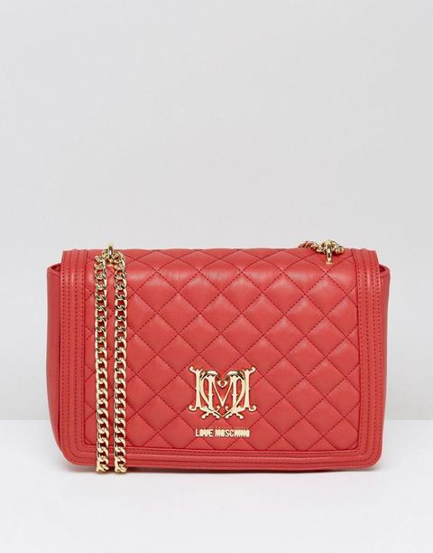 Love Moschino - Borsa Da Spalla Trapuntata Con Catena - Rosso